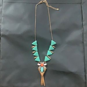 Beautiful turquoise and gold rhinestone necklace